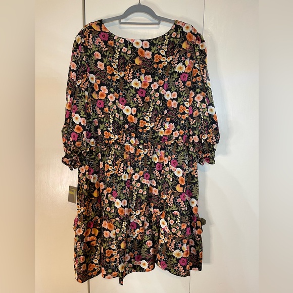 Black Floral Printed Mini Dress Size 20W NWT - Picture 3 of 11